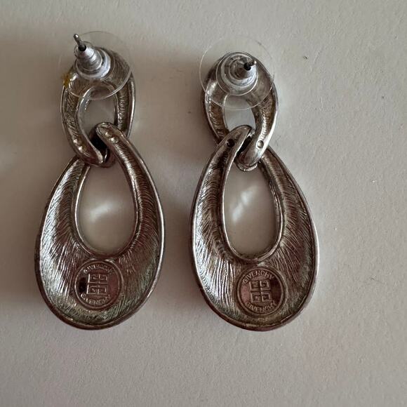 Vintage Givenchy Costume Jewelry GoldTone Braided Bar Brooch and Silver Earrings - Picture 10 of 11